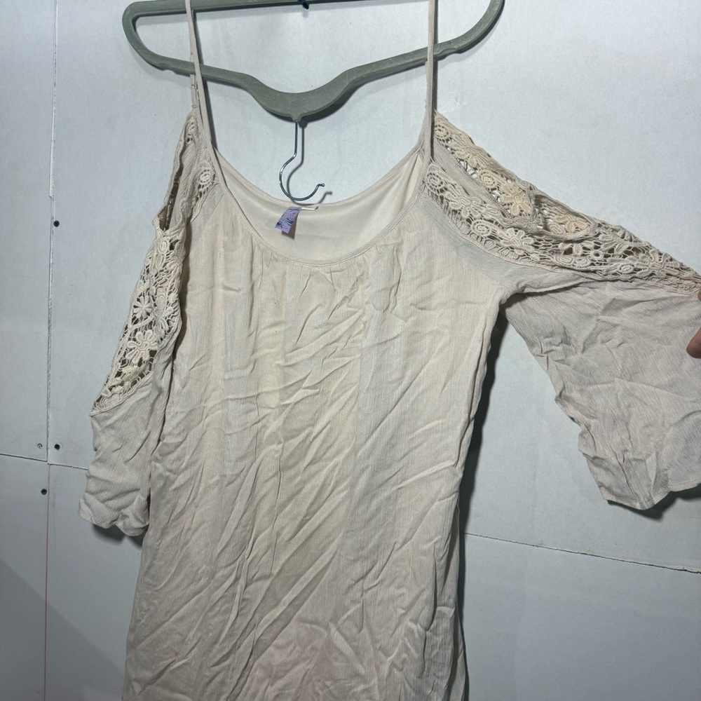 Alya Cream Lace Cold Shoulder Mini Dress